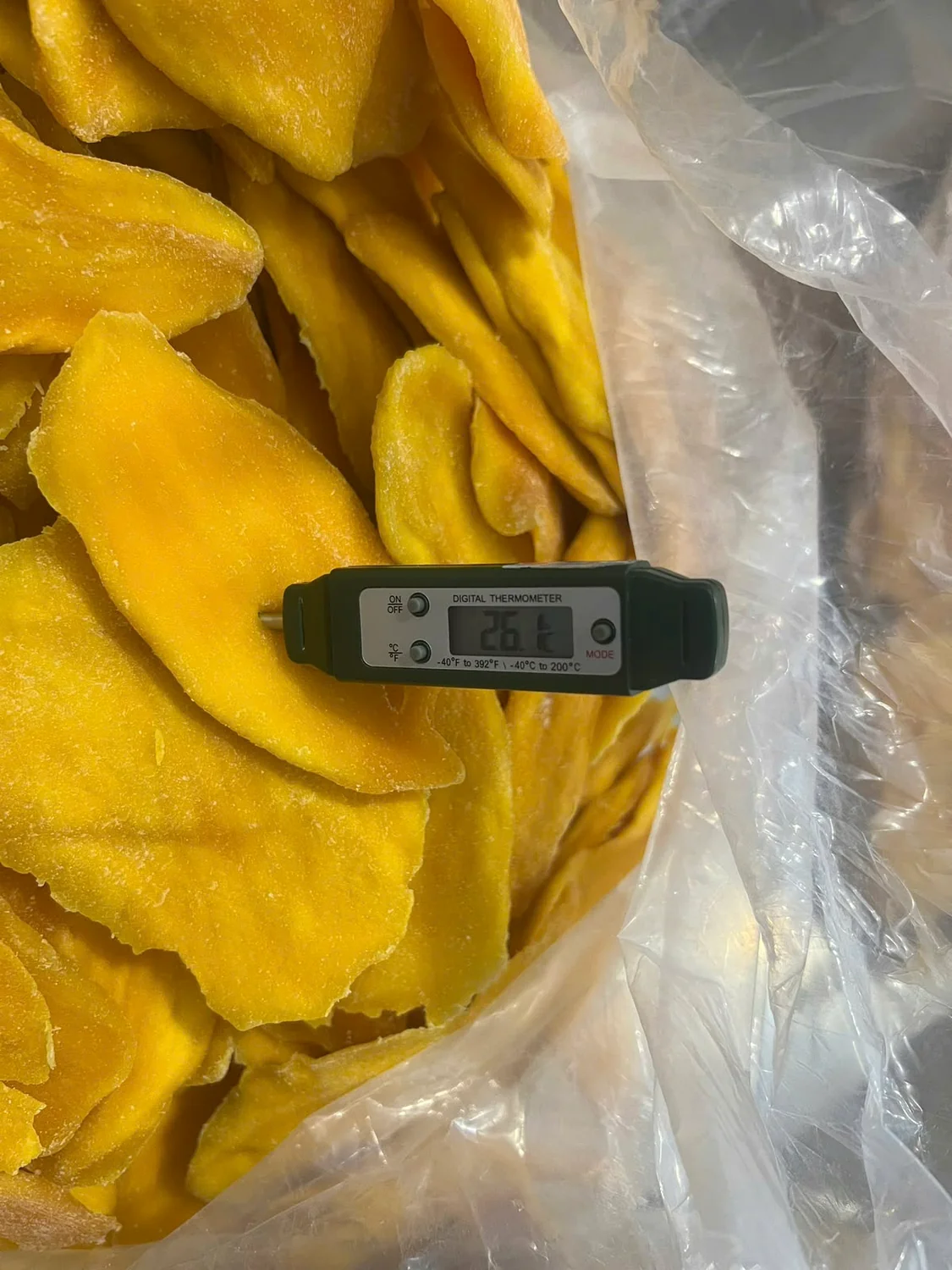Dried mango temperature check