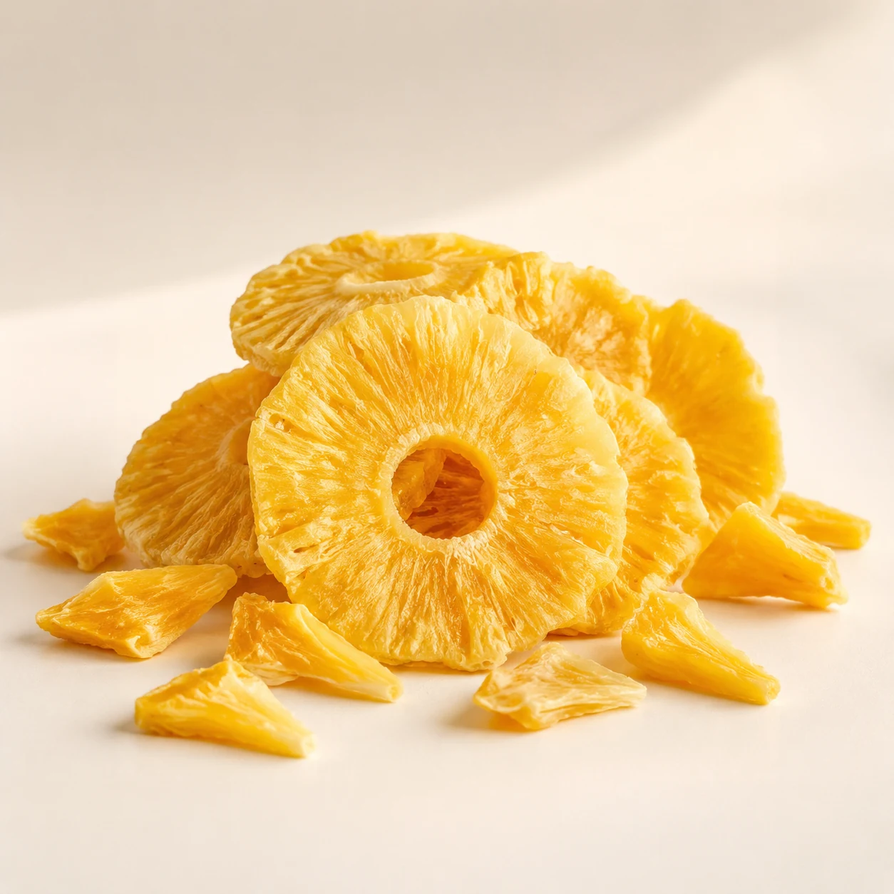 Golden-yellow Vietnamese dried pineapple pieces